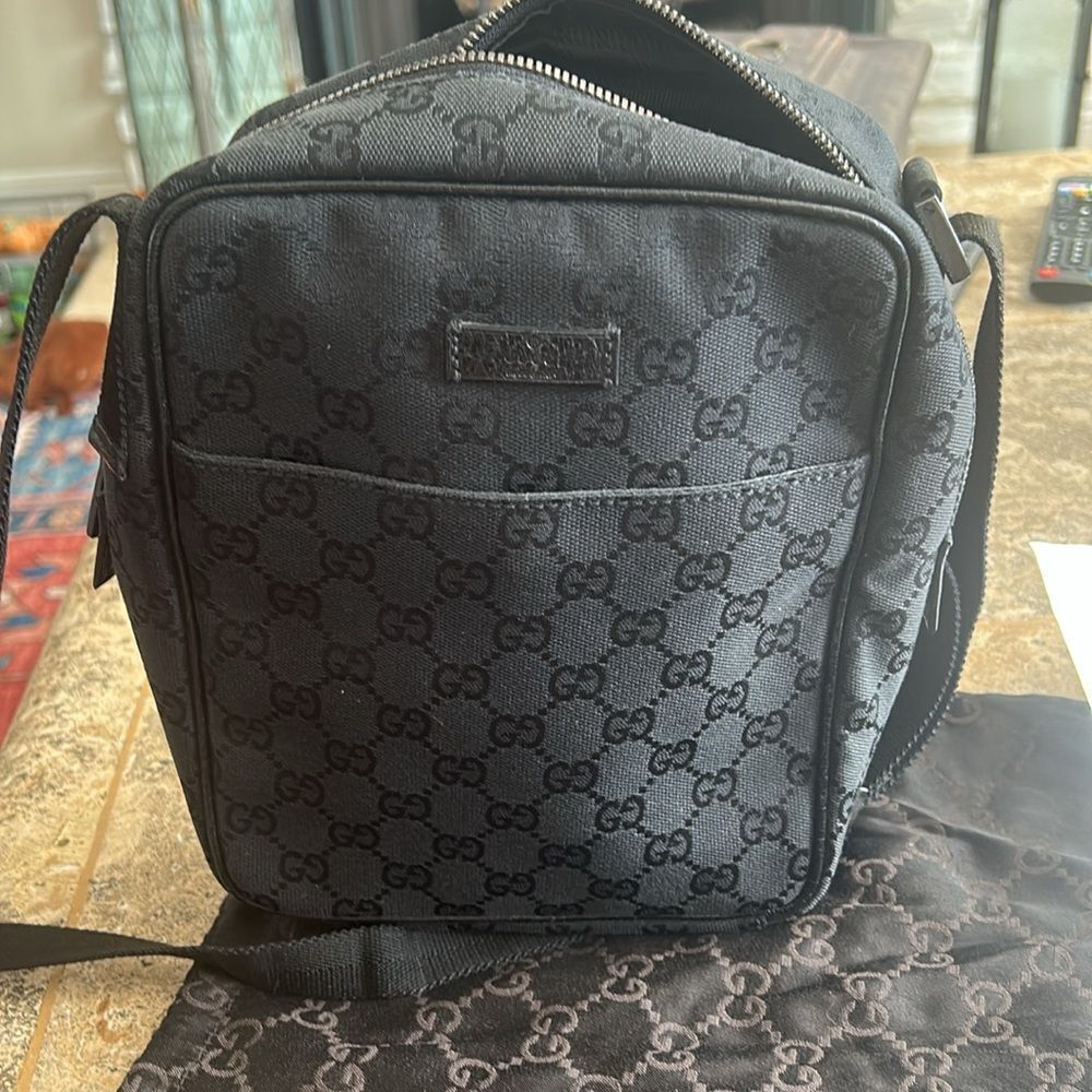 Gucci Black Monogram Messenger Bag
